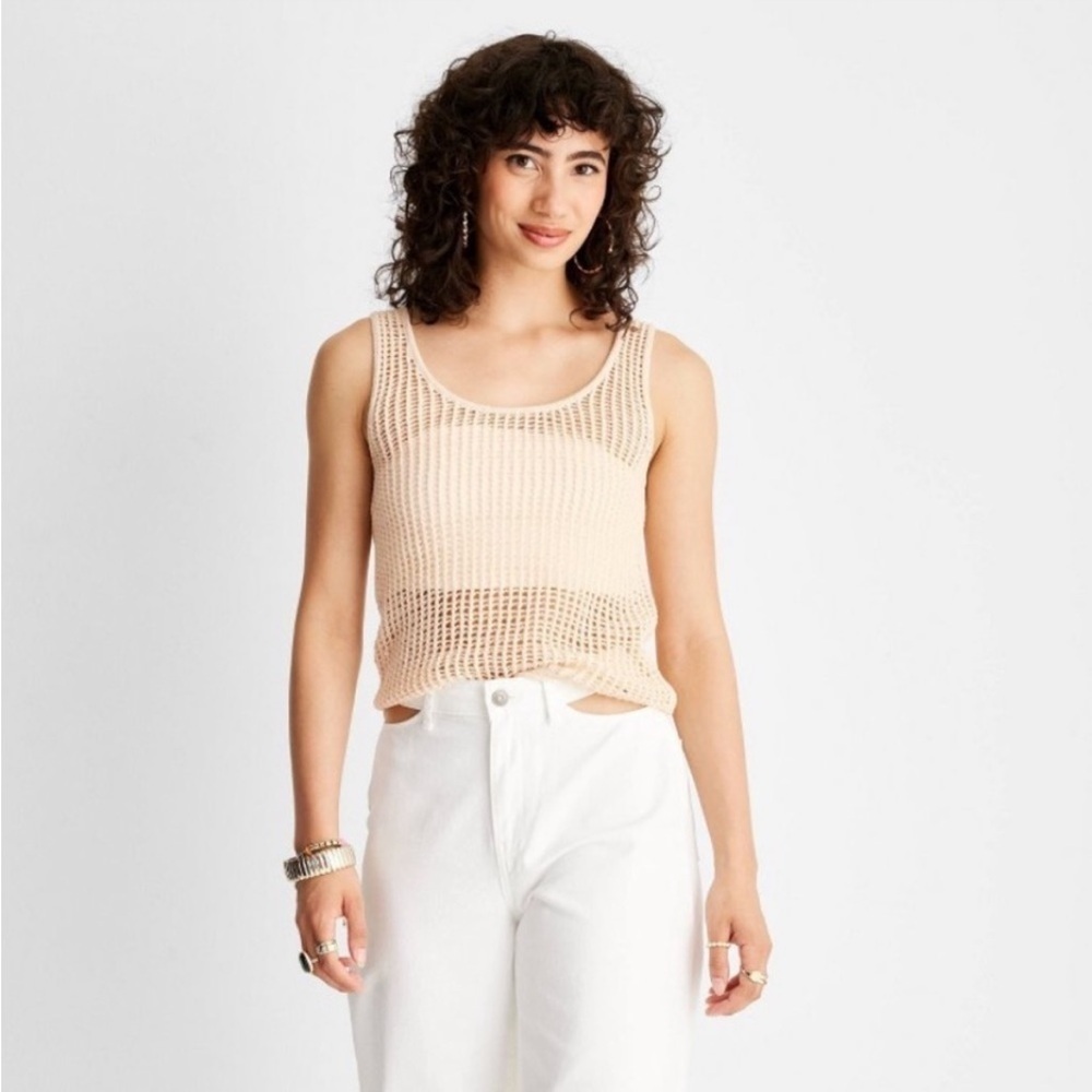 Women's Crochet Tank Sweater Cream - Future Collective with Alani Noelle